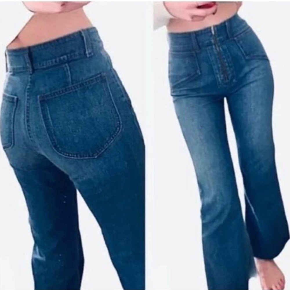 Reformation| Cher Jeans in Ellis Wash High Waist Wide Leg Exposed Zipper